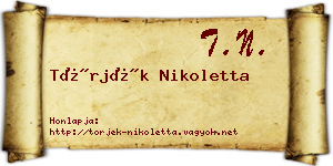 Törjék Nikoletta névjegykártya